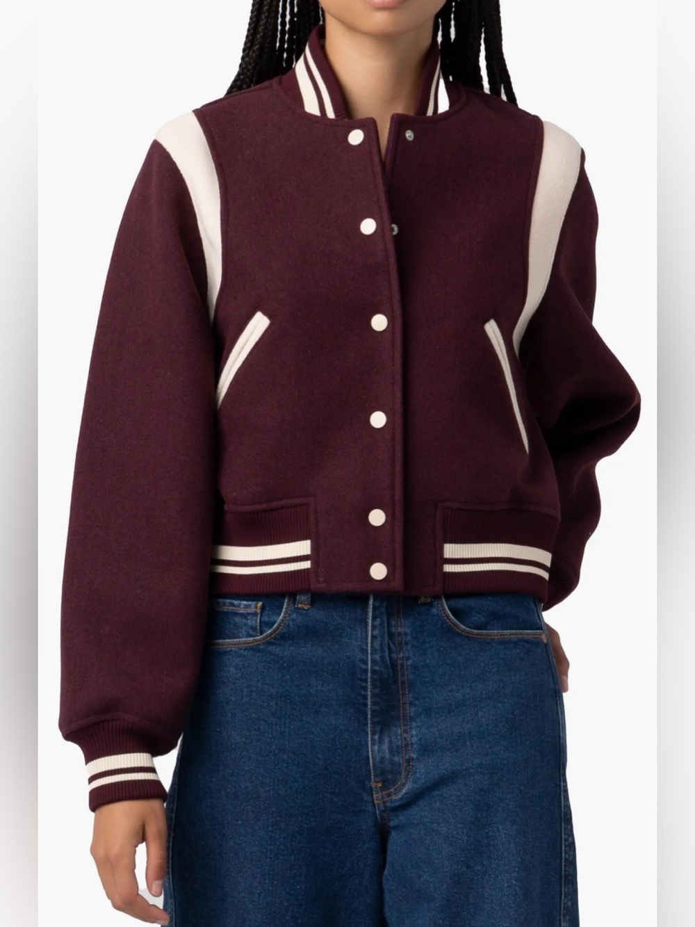 BLANKNYC Womens Burgundy Varsity Jacket-M